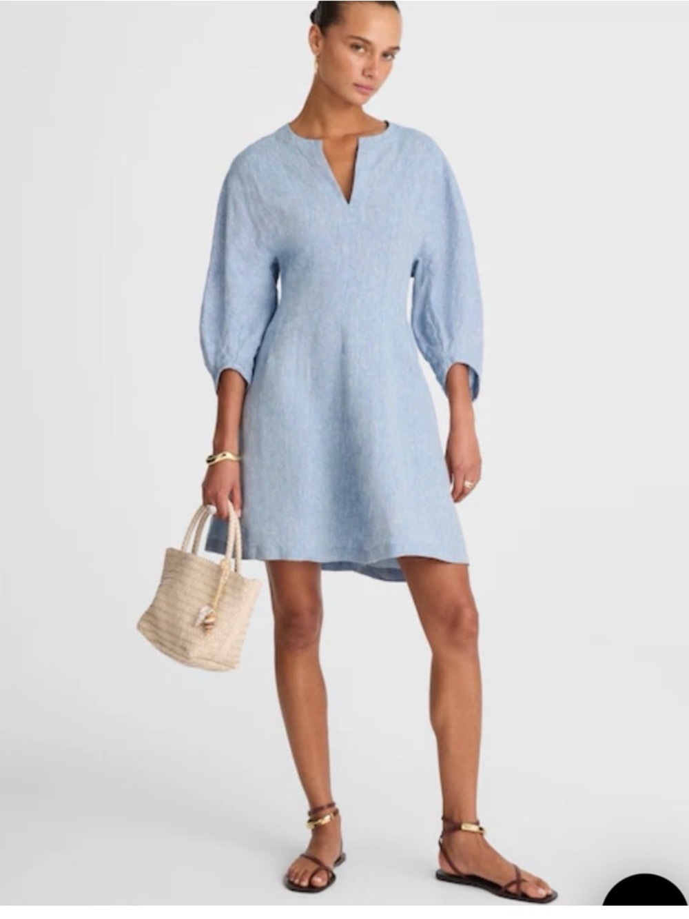Madewell  Blue Linen Shift Dress